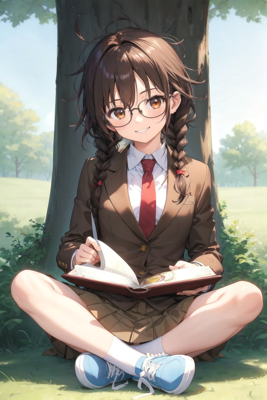 ブレザーお試し眼鏡三つ編み姉妹　～制服変更試案～