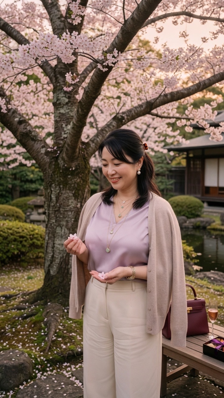幸運を呼ぶ、マダムの優雅なお花見(知らんけど)