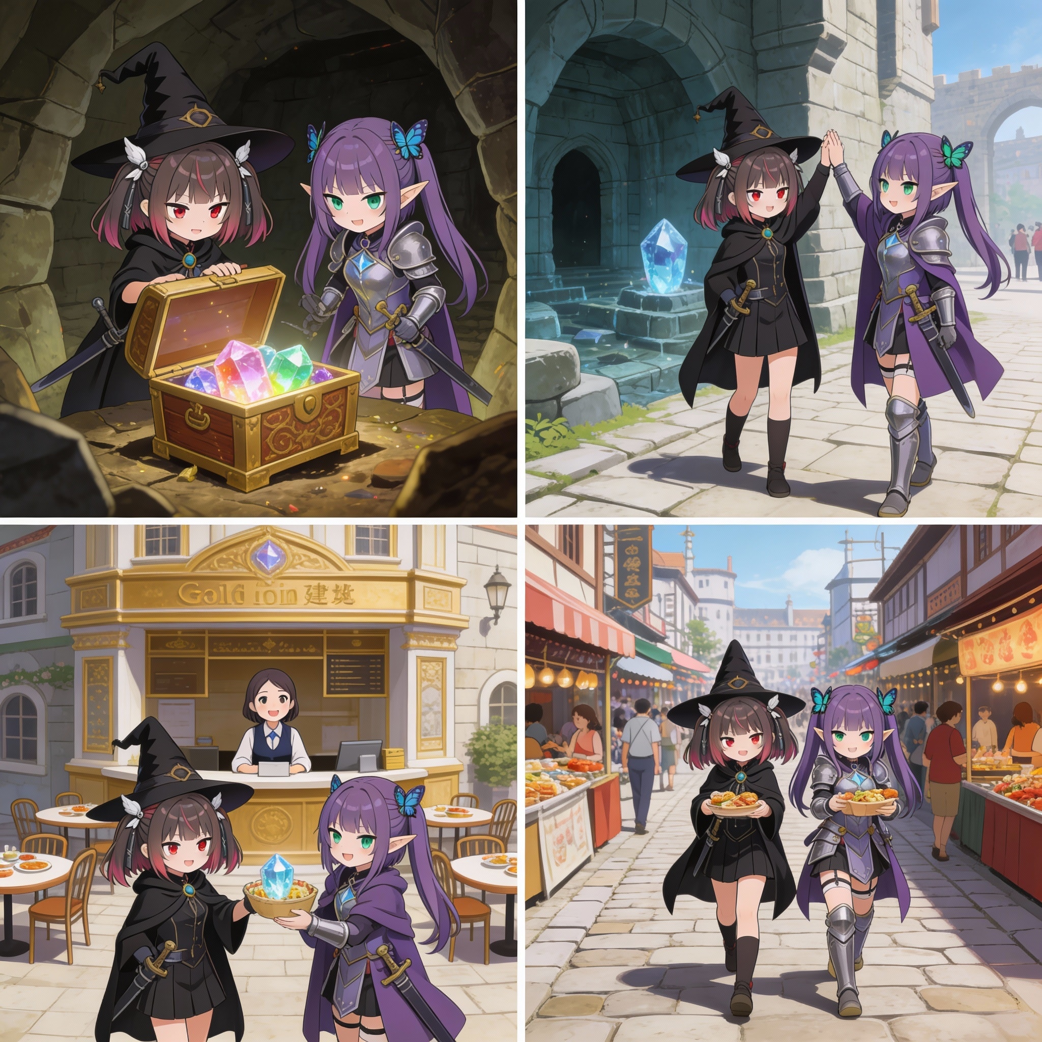 ダンジョン攻略に挑むミテルちゃん　その後（4コマ形式） | の人気AIイラスト・グラビア