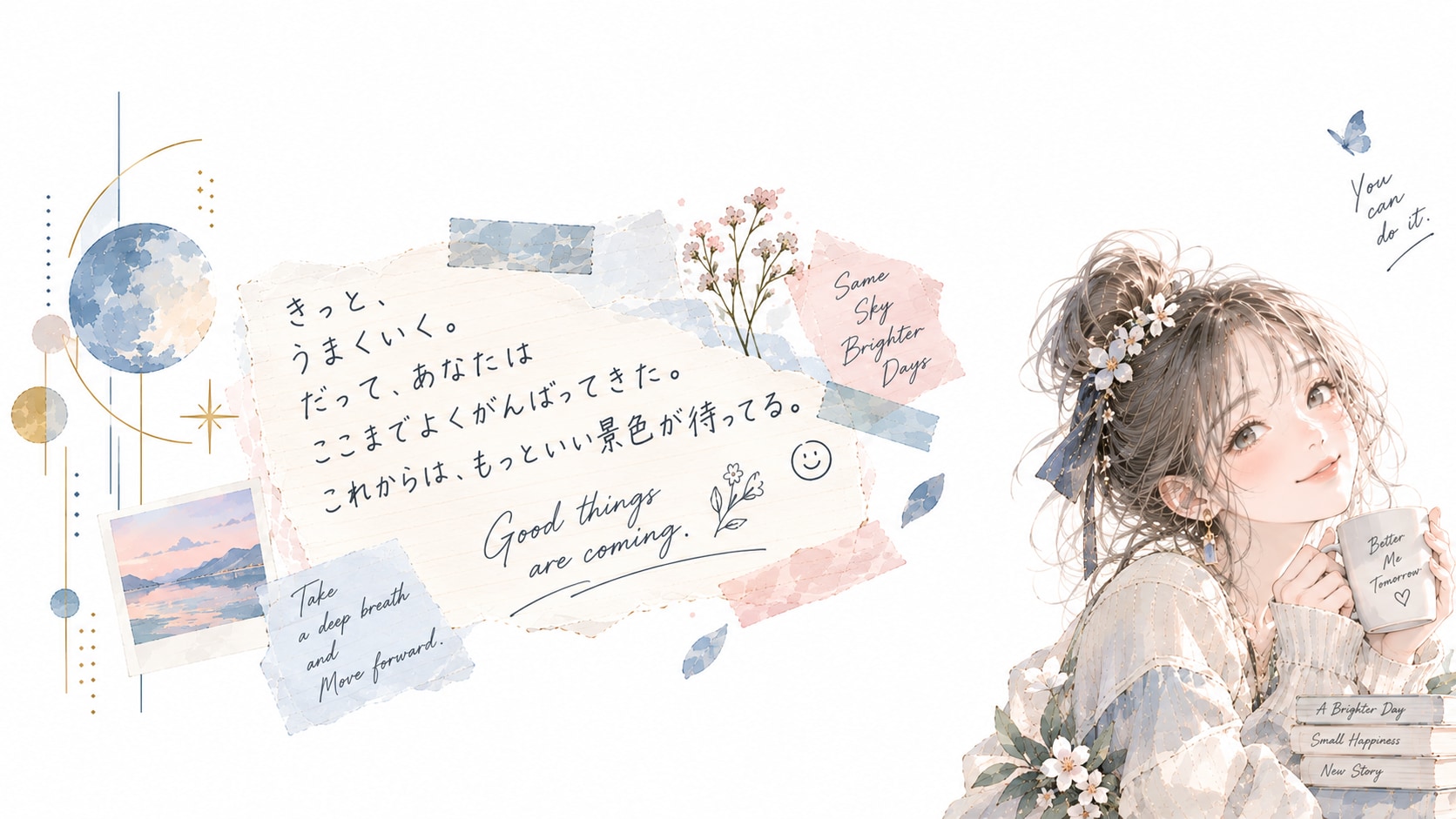 Brighter Days Are Waiting — A Gentle Spring Promise  Everything is going to be alright. You have wor | の人気AIイラスト・グラビア