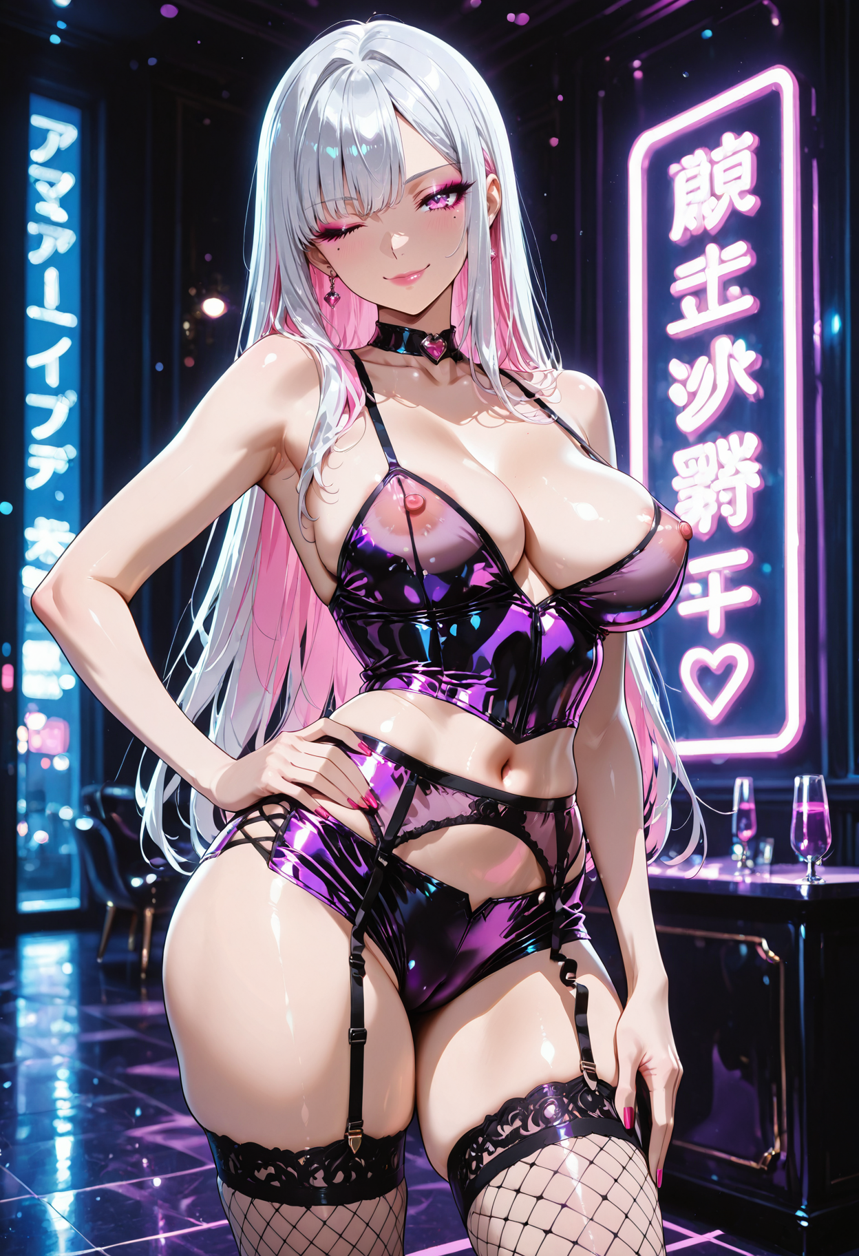 ネオン輝くバーでダンスタイム