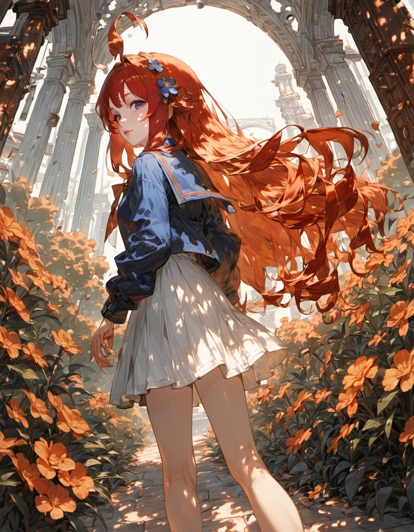 Crimson Winds in the Ancient Garden | の人気AIイラスト・グラビア