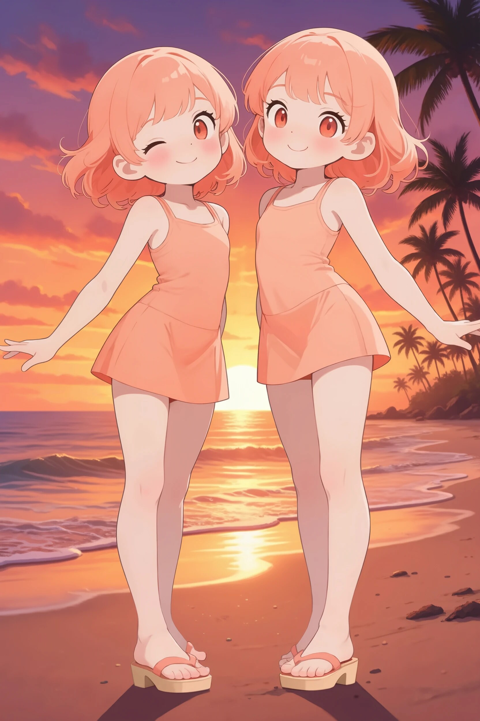 🌈PT-15　アプリとコット　サンセット☆ビーチ | の人気AIイラスト・グラビア