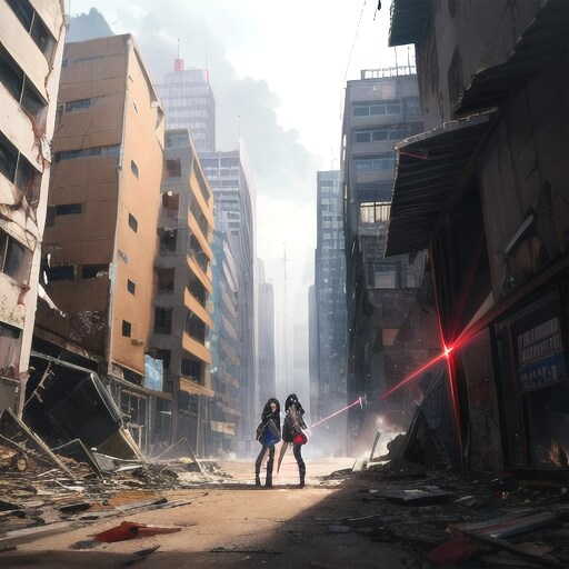 戦後の荒れた世界を生きる二人の少女 | の人気AIイラスト・グラビア