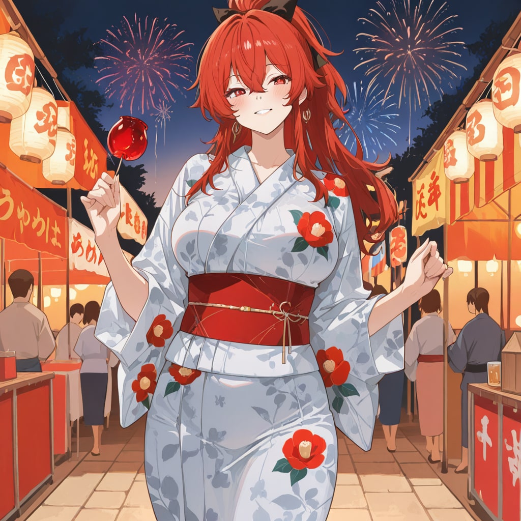 りんご飴と赤い瞳の夏夜