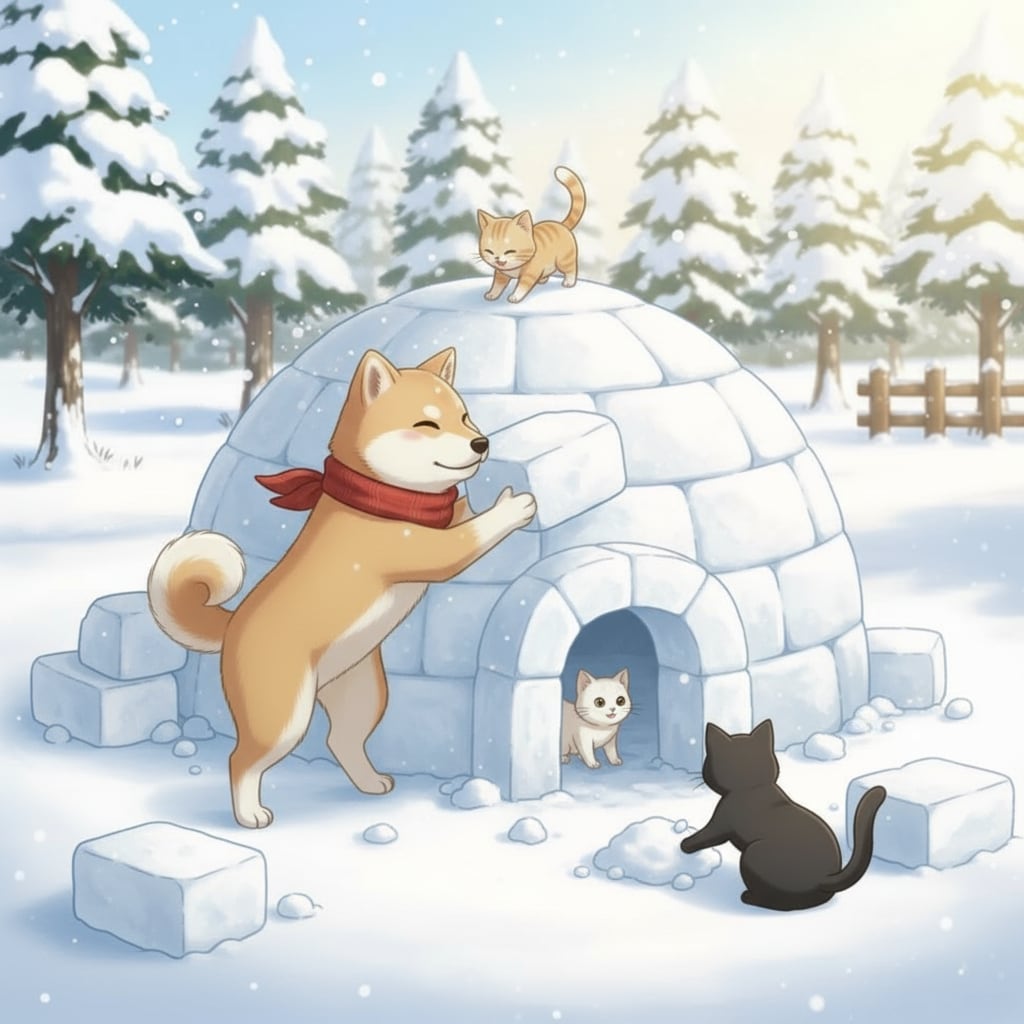 かまくら作り🐶😺