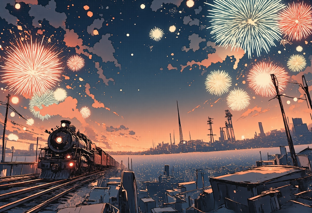 花火と機関車