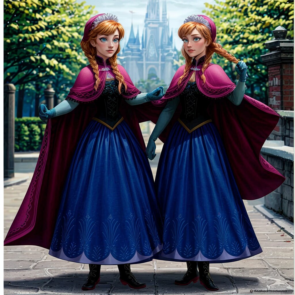 アナと雪の女王のアニメ風作画で描かれる魔法の城とアナの冒険