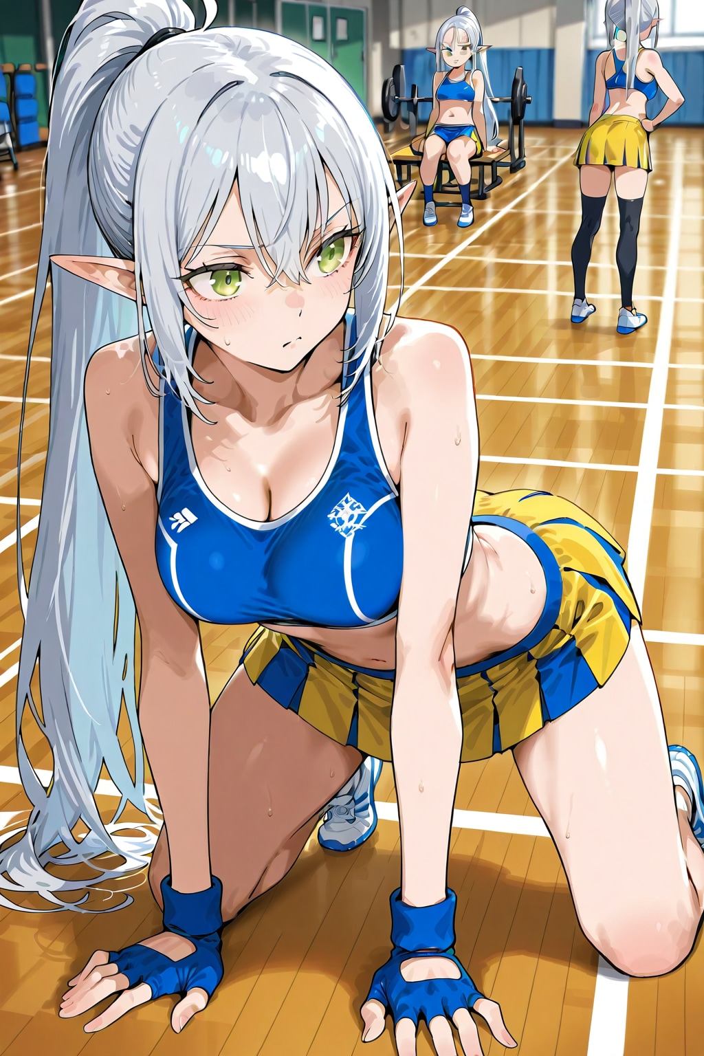 何かに敗北した銀髪エルフの女の子