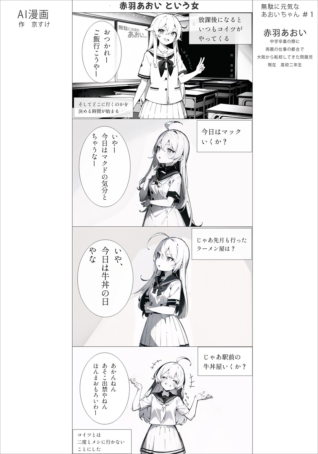 AI漫画『無駄に元気なあおいちゃん』#1