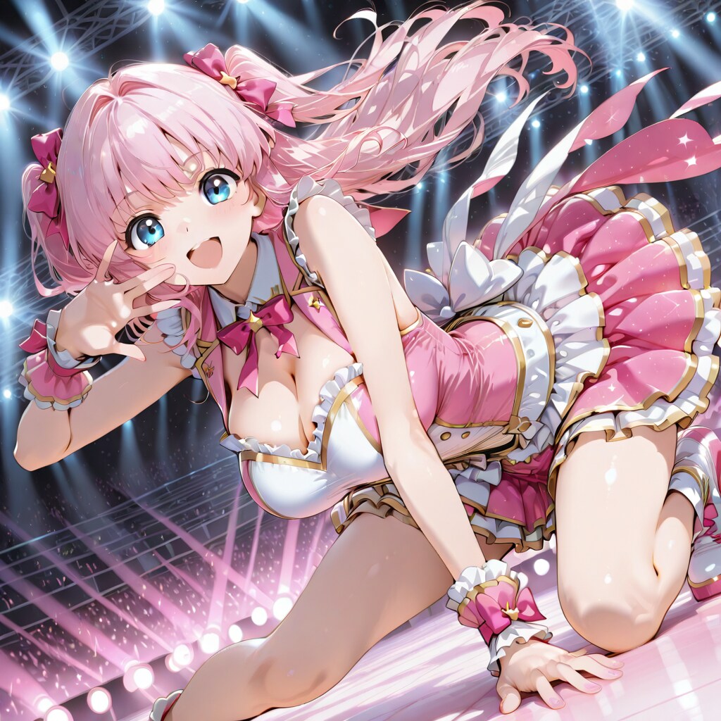 【習作】アイドルのライブステージ　－サンプルプロンプト流用参照ー