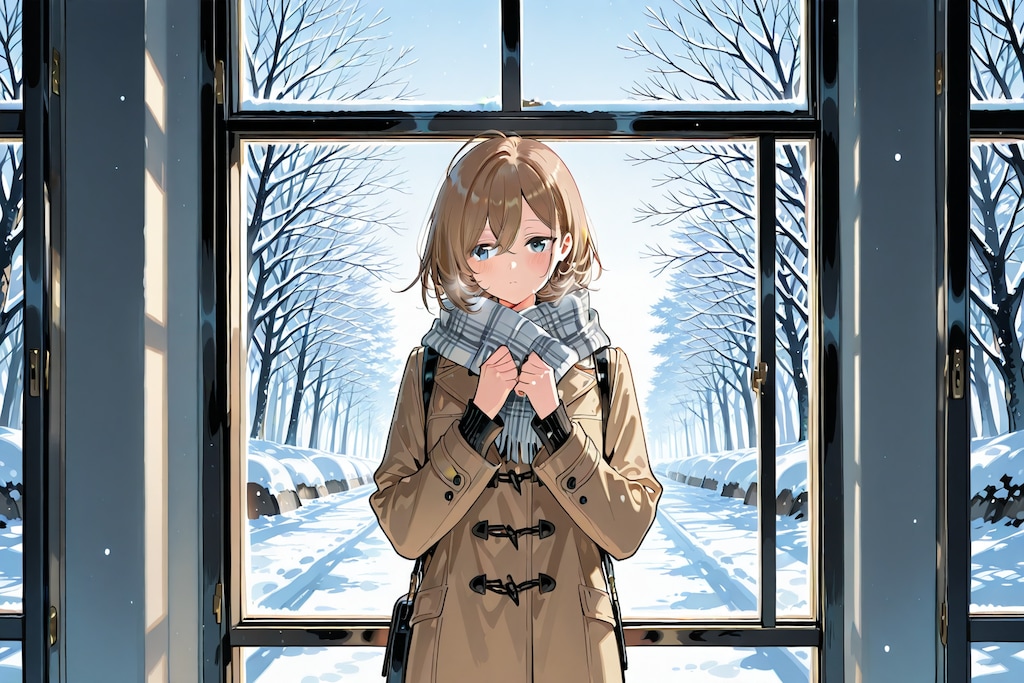 雪、無音、窓辺にて