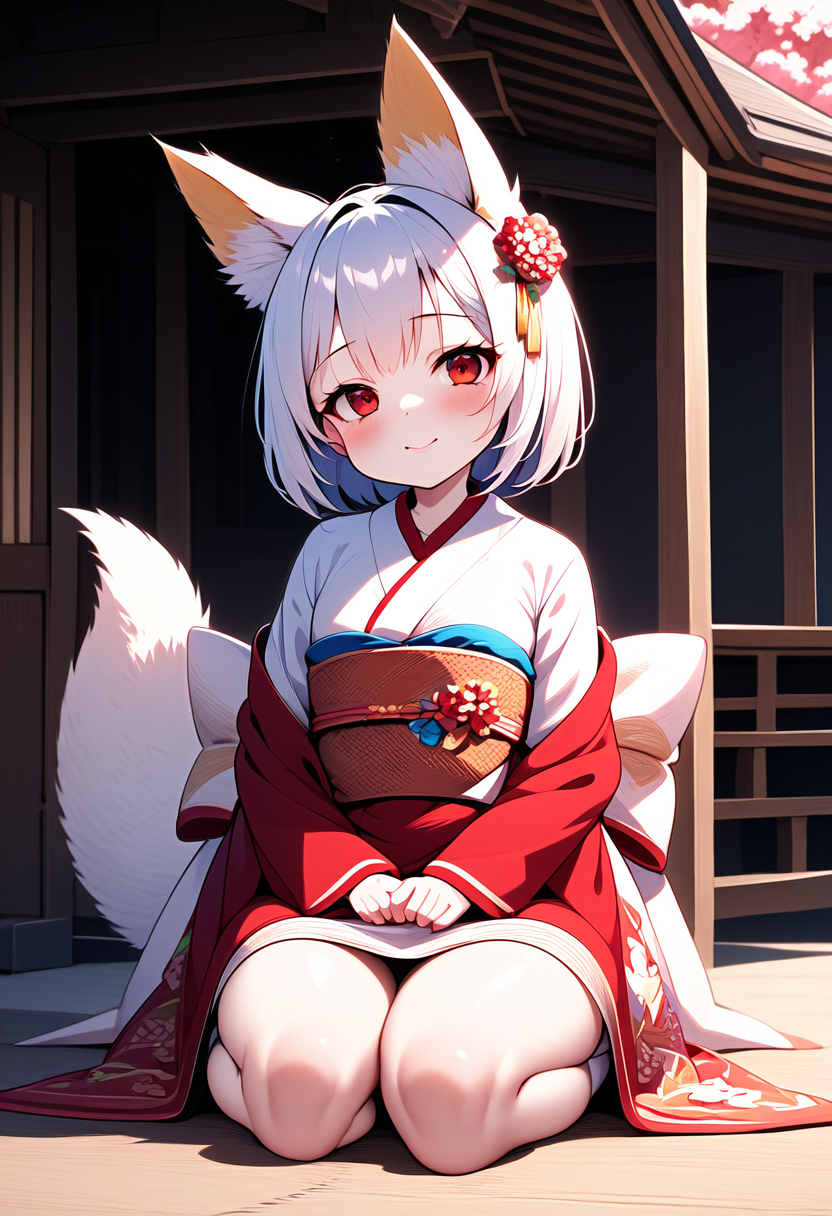 神社にいる狐さん