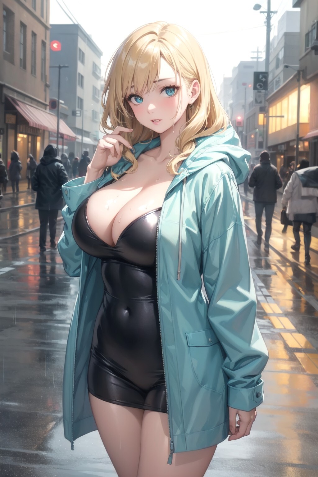 雨の日の金髪お姉さん