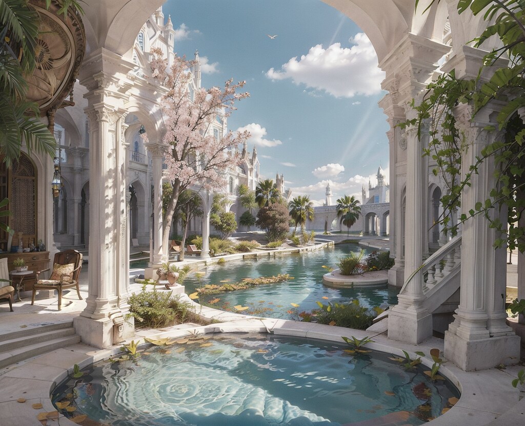 城の見える水場