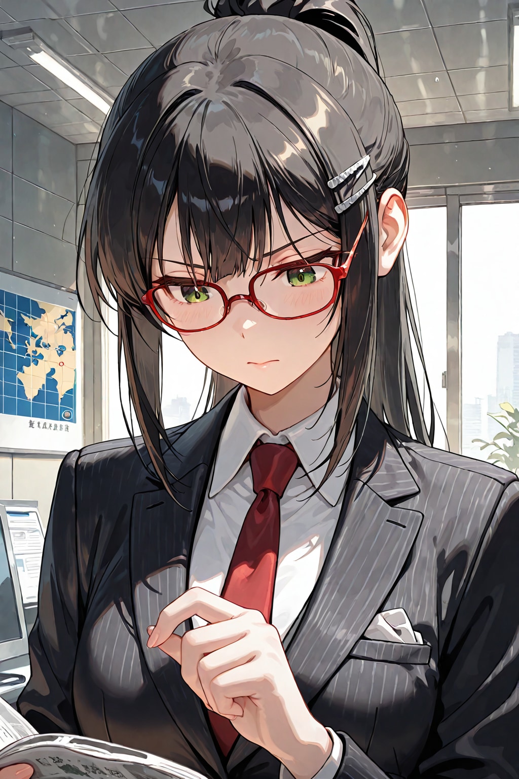 ハザードマップを確認する後輩
