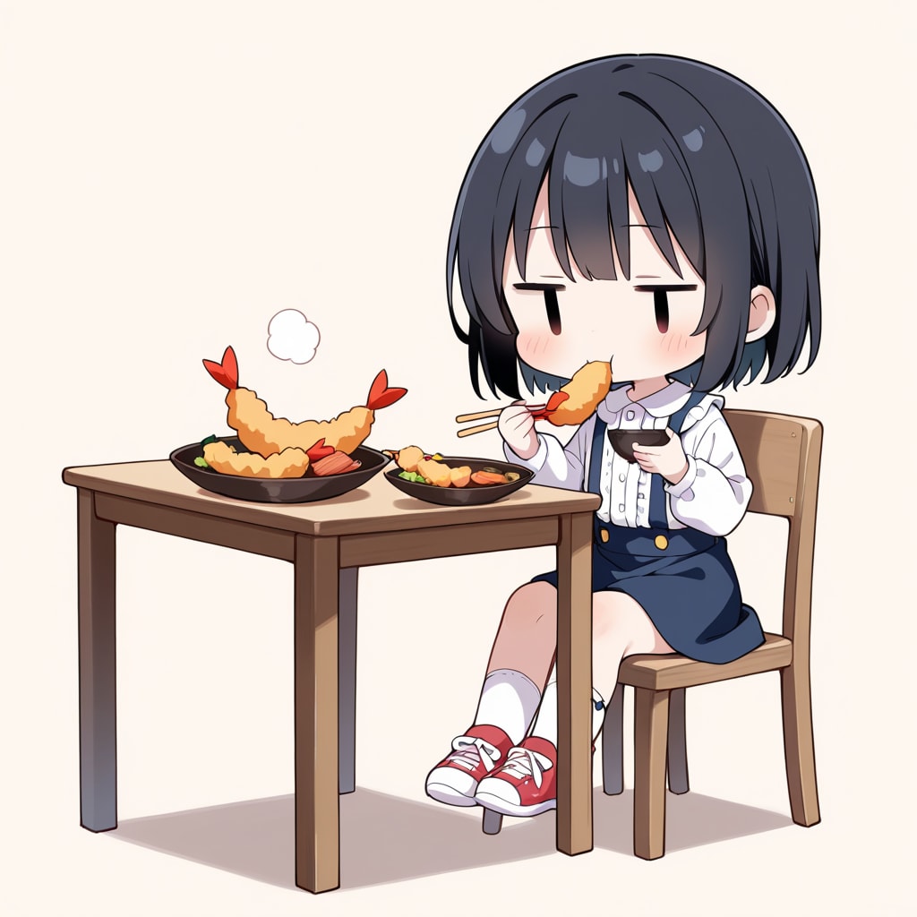 天ぷらを食べる