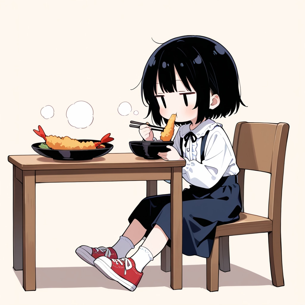 天ぷらを食べる