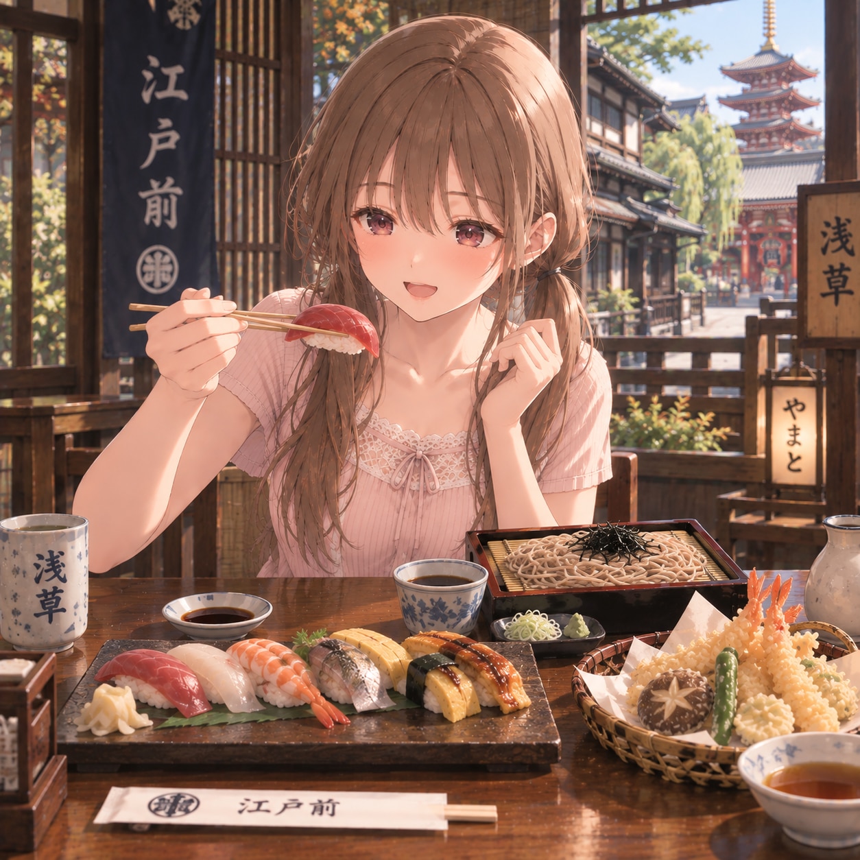梢とランチ（８８）江戸文化の中心地！！：東京 | の人気AIイラスト・グラビア