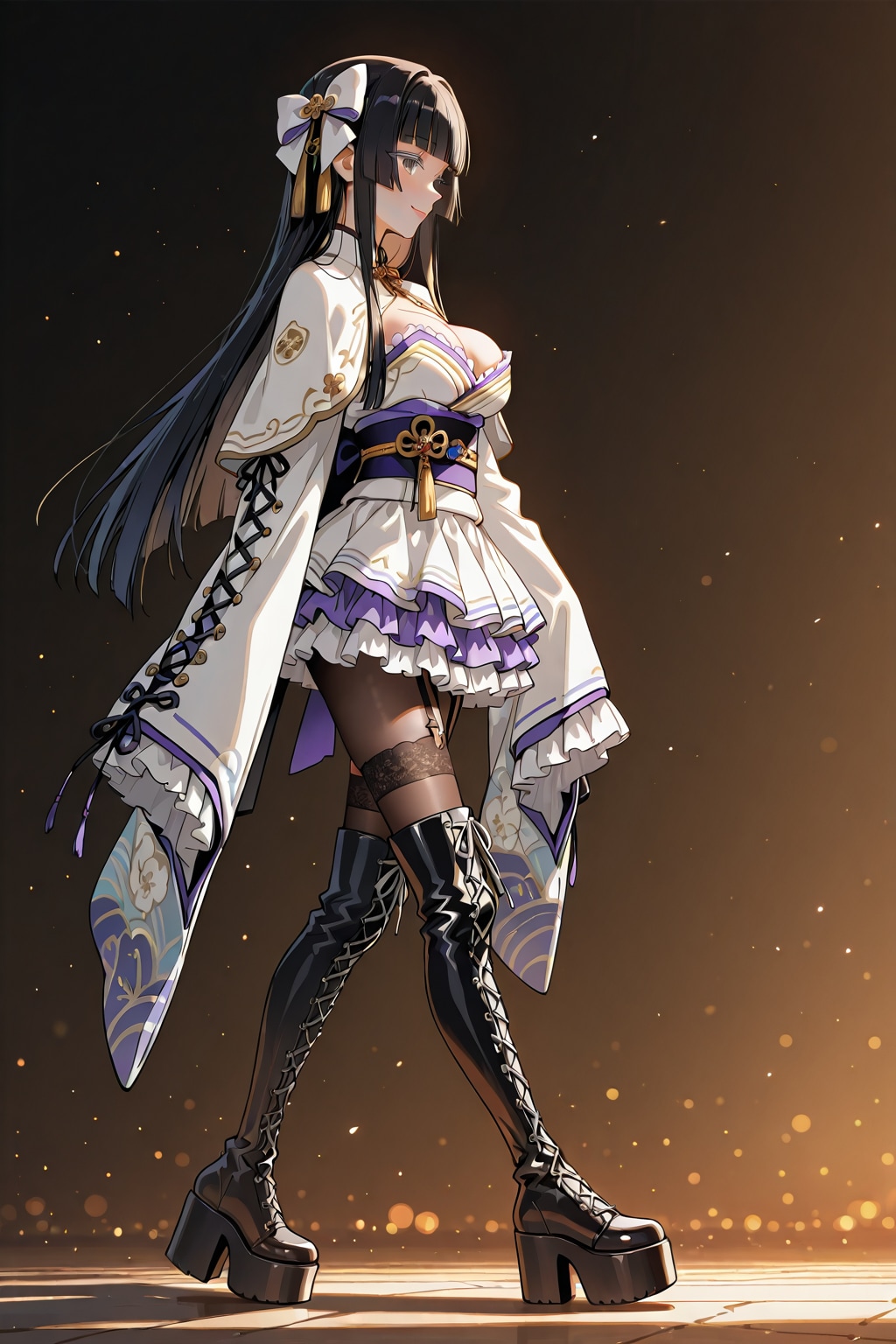 着物ミニスカロングブーツ④