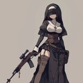 修道女×目隠し×ライフル 2枚目
