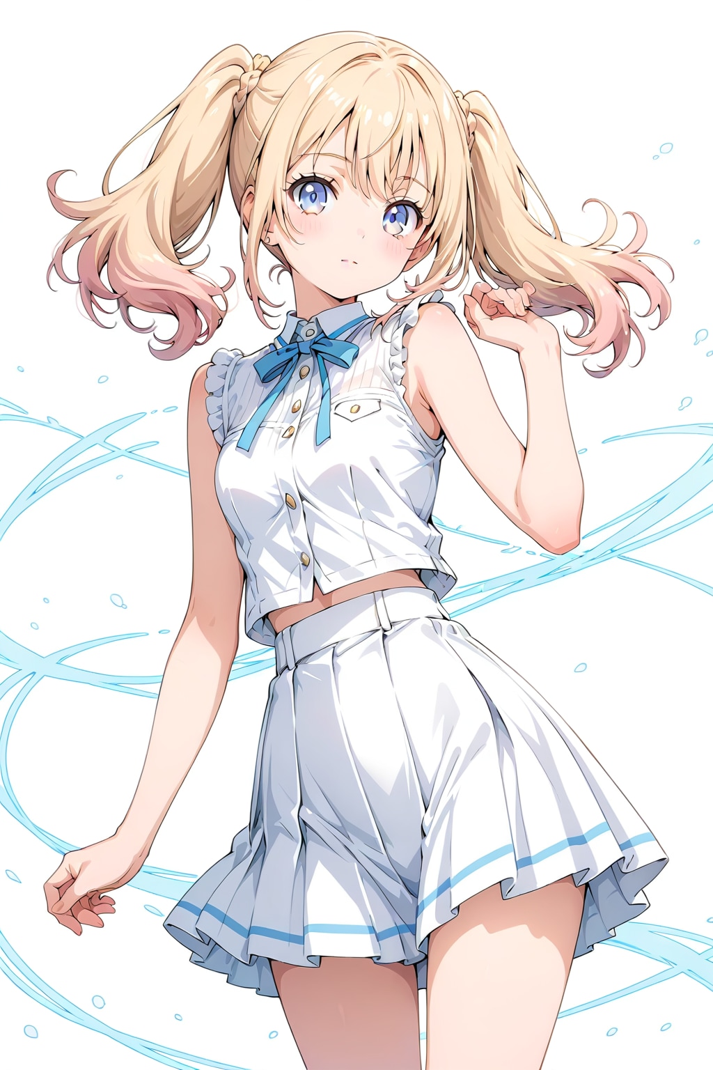 ノースリーブ金髪ツインテ | の人気AIイラスト・グラビア