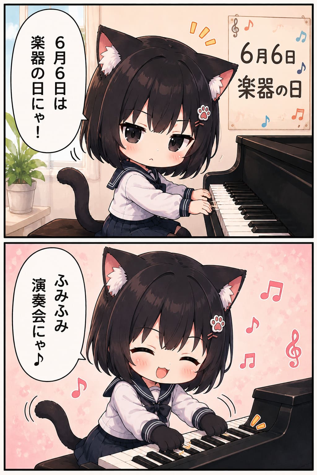 2コマ漫画 2026.06.05. 「楽器の日」