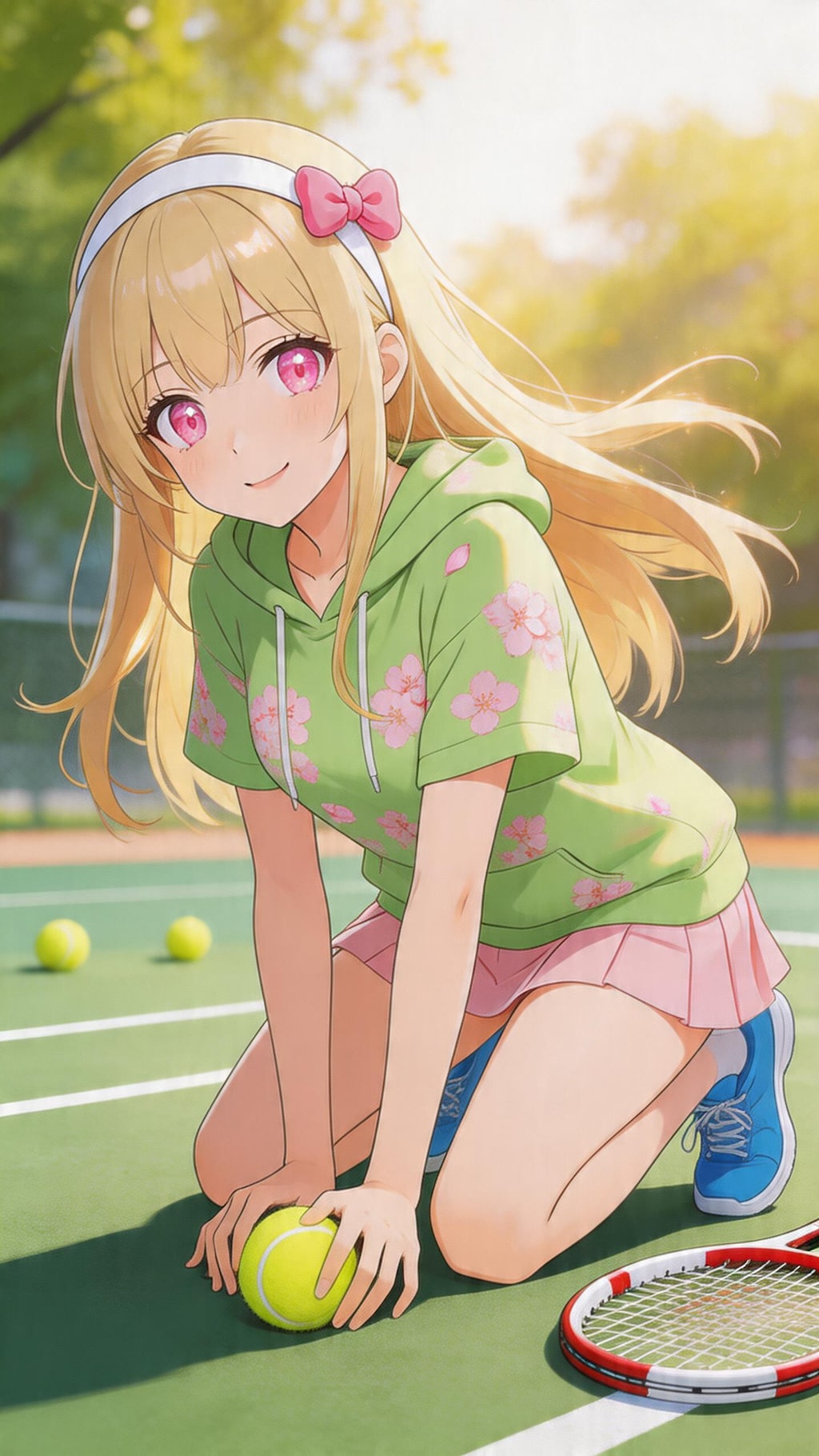 【Seedream5.0】でテニスボールを拾う女の子