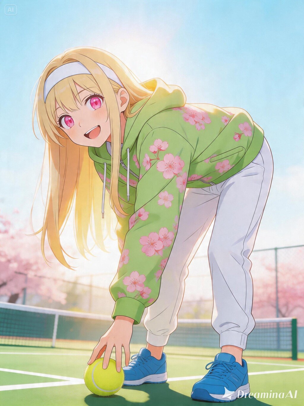 【Seedream5.0】でテニスボールを拾う女の子