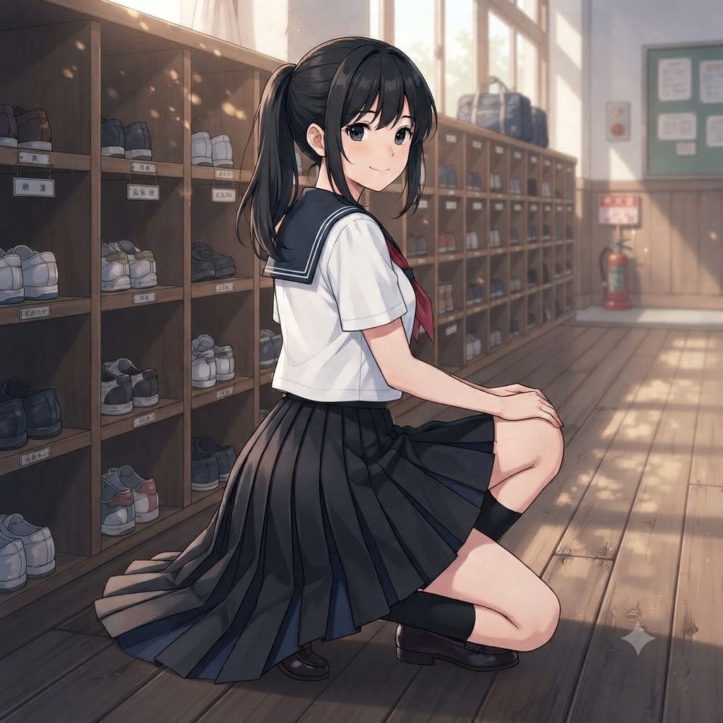 靴箱の少女 | の人気AIイラスト・グラビア
