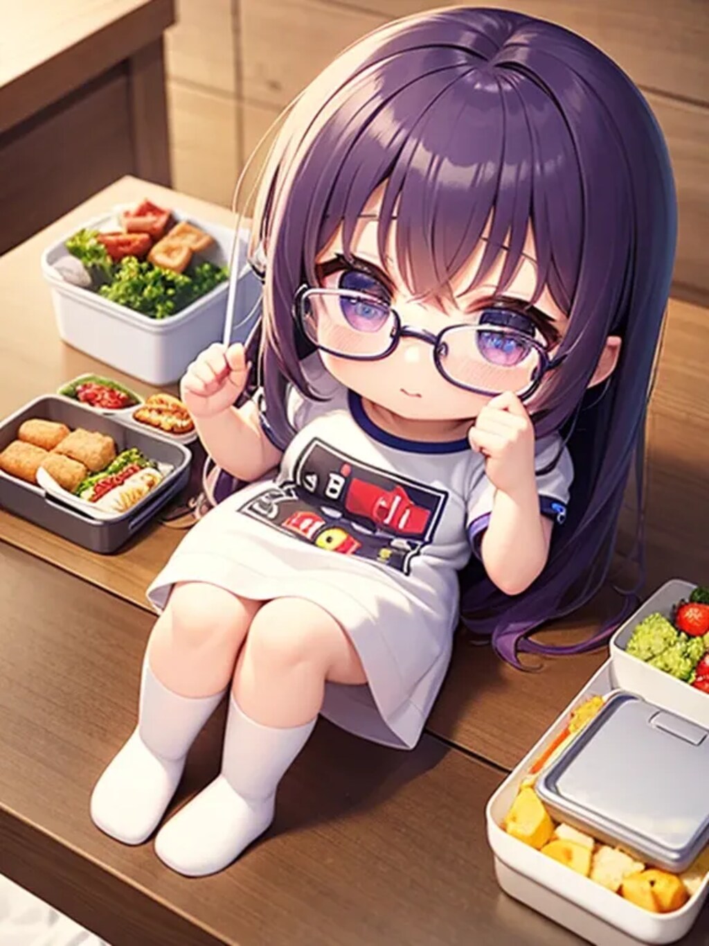ちび眼鏡ちゃんたちとお弁当