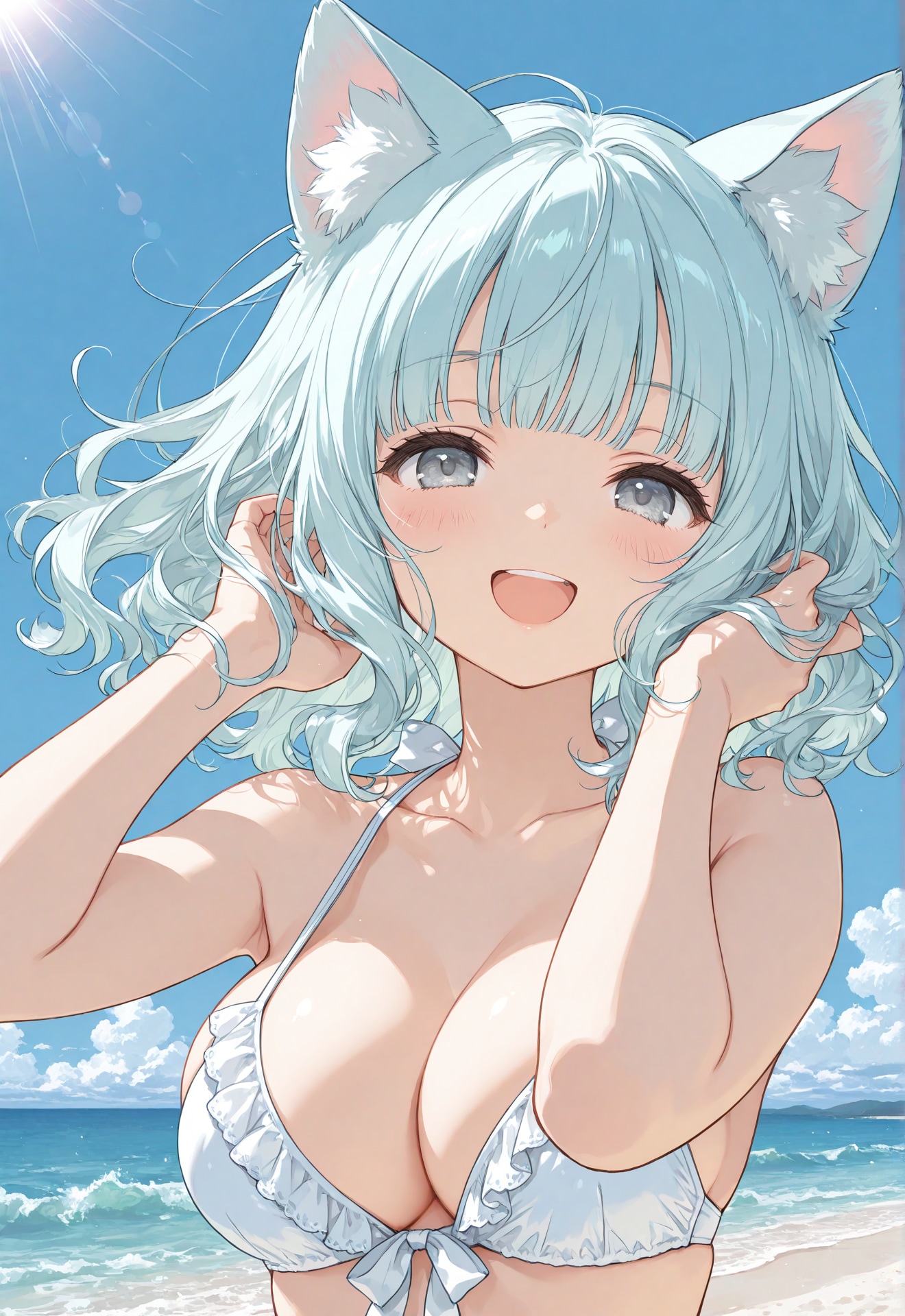 白水着の青髪ちゃん