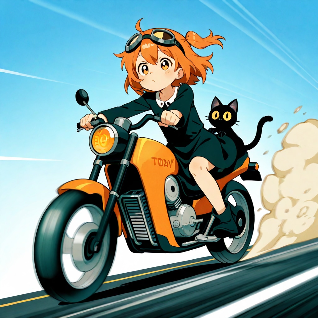 バイク女子と黒猫