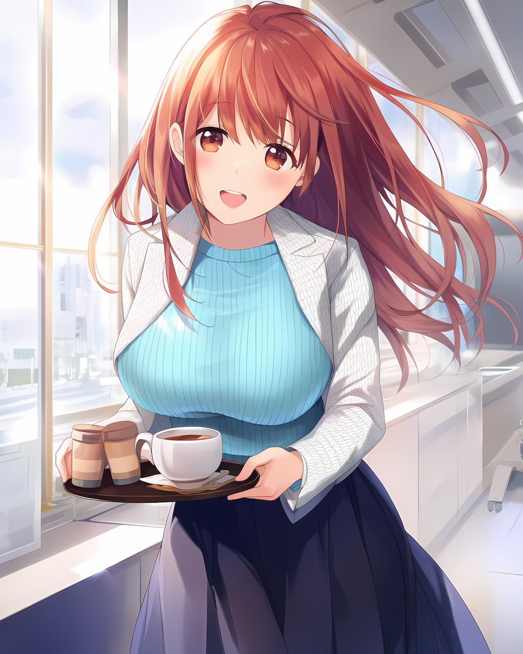 オフィスの窓際でほっと一息ティータイム🍵✨