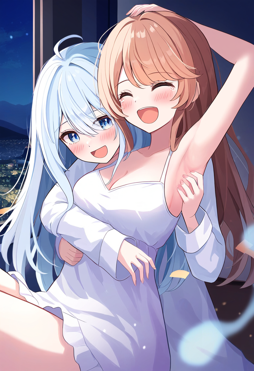 「夜更かしする悪い子はこちょこちょの刑だ～♪こちょこちょ～」「ひゃあっ、あんたまたくすぐりにきたの！？あははははははははは」