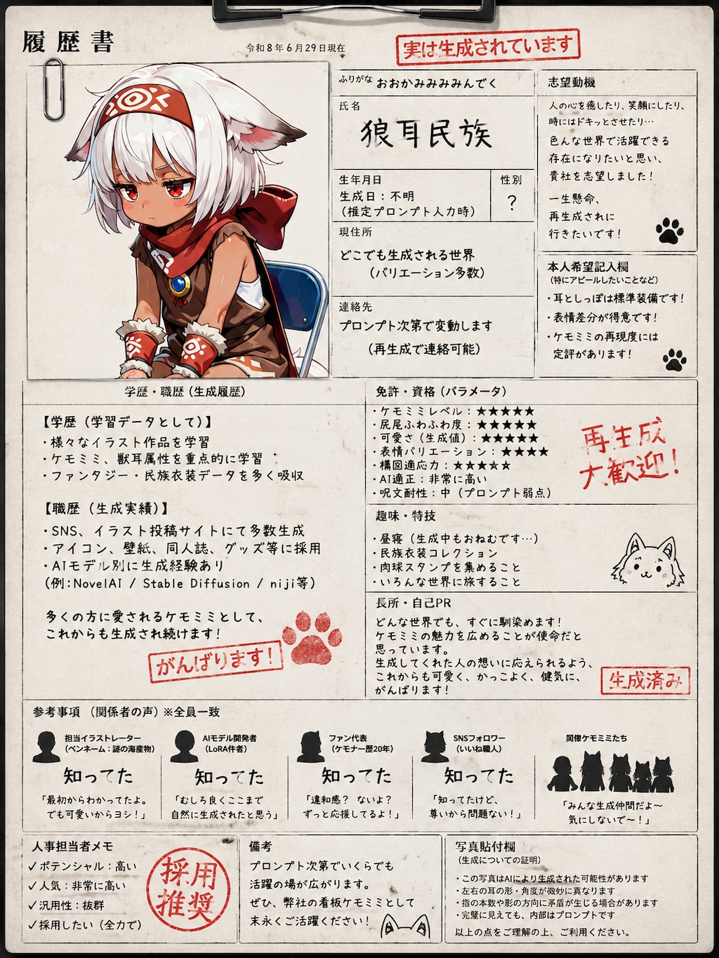 実はＡＩで生成されていた狼耳民族！