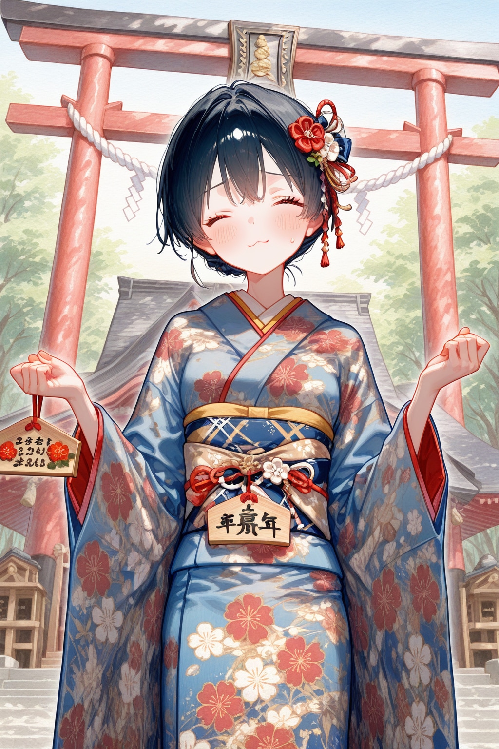 【企画：ちちぷい年末年始】願い事は秘密だよ(絵馬)