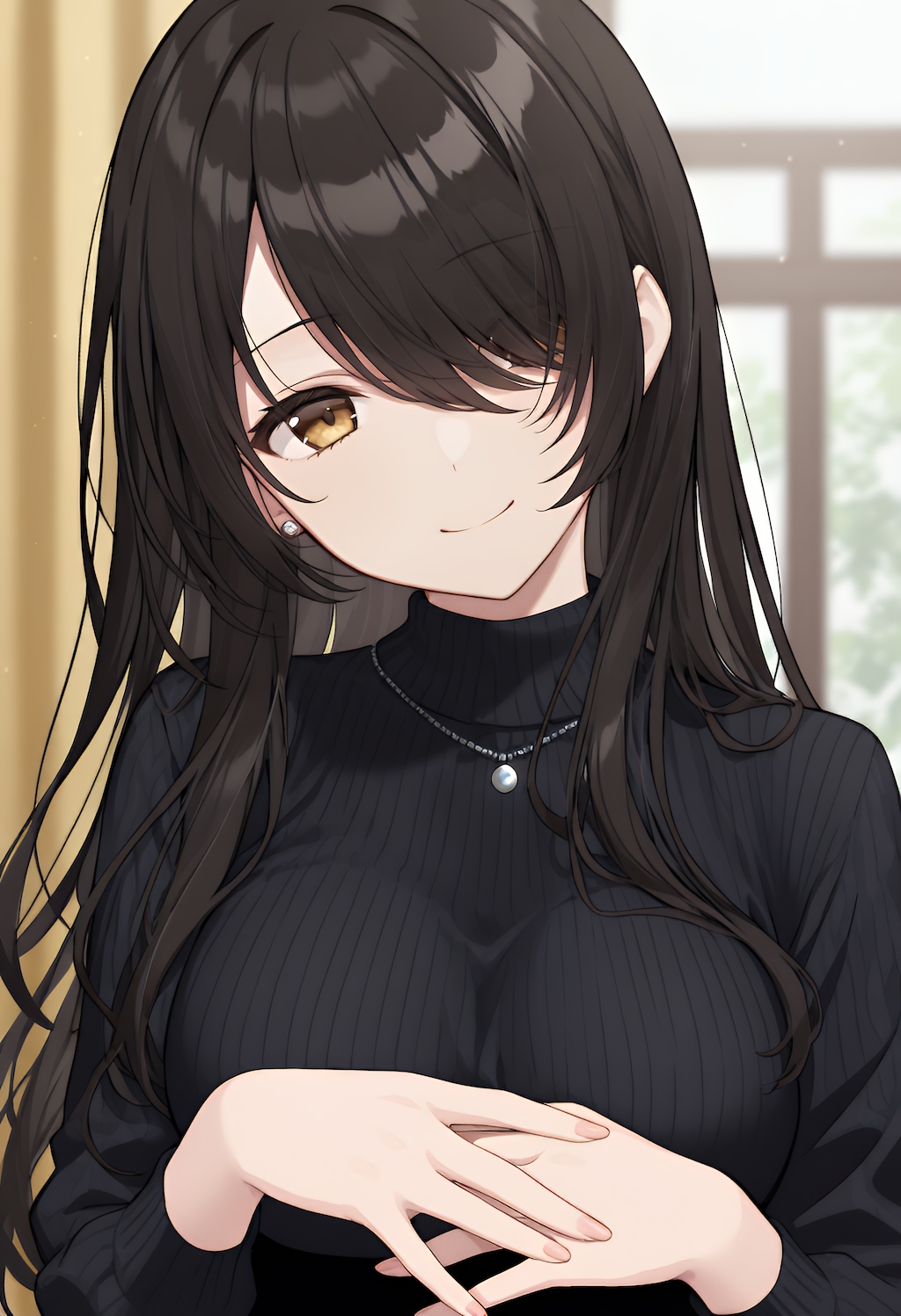 目隠れ女子の微笑み