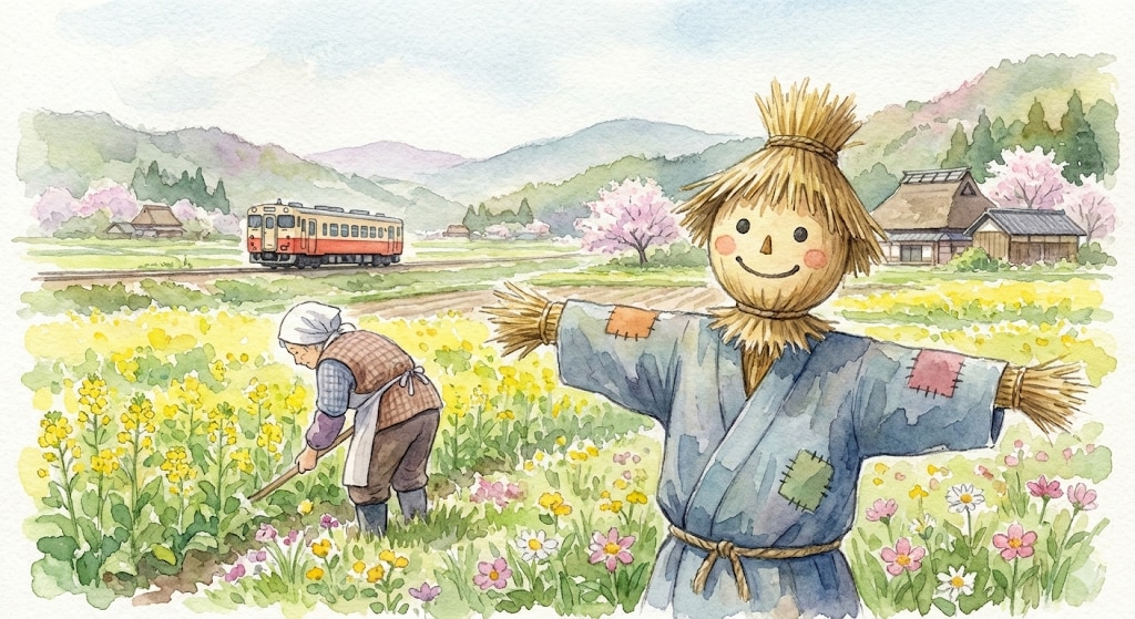 おばあちゃんと案山子