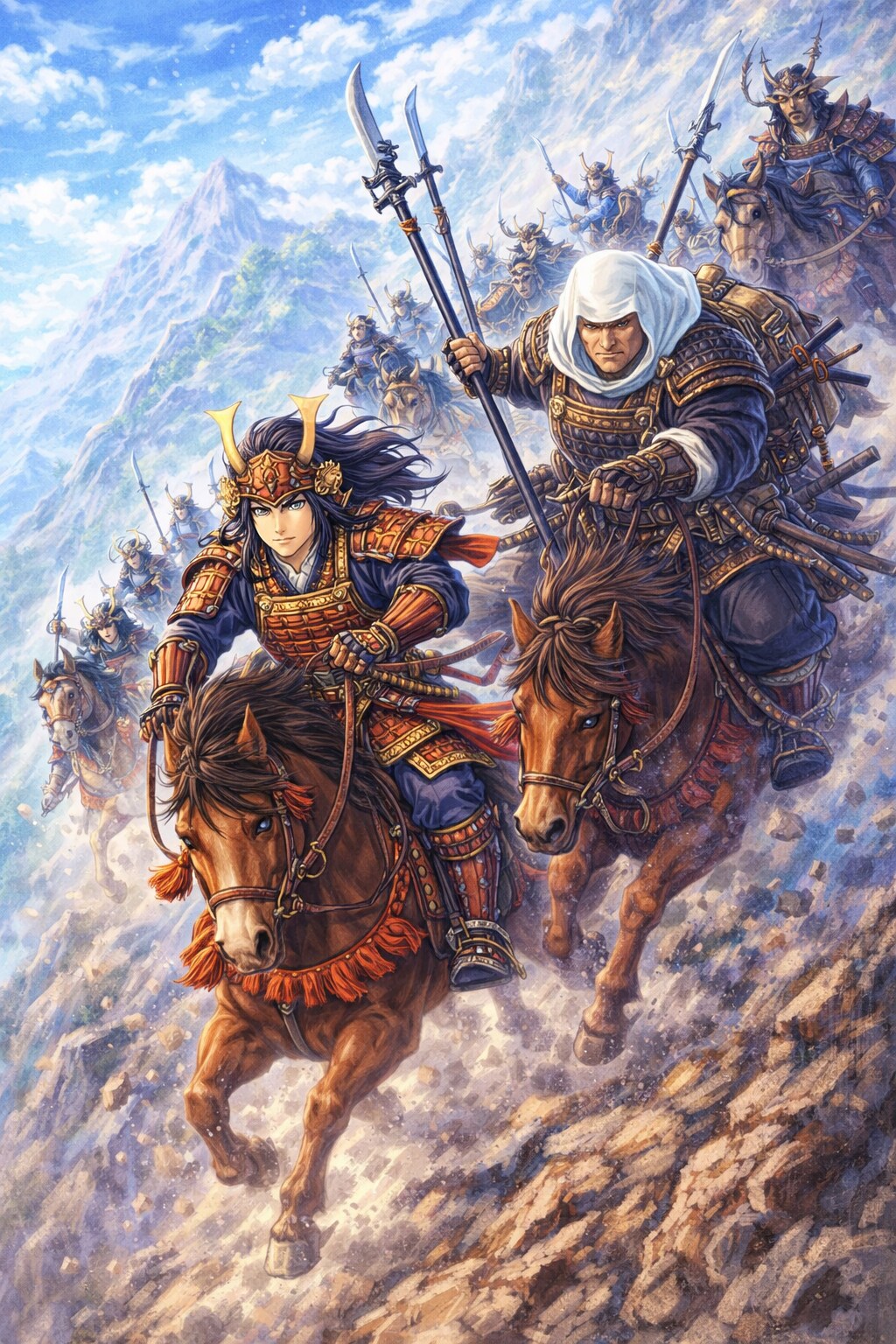 「壇ノ浦の時のように崖からの急襲をかける！行くぞ！！」家臣「ゲンジバンザイ！！」 | の人気AIイラスト・グラビア