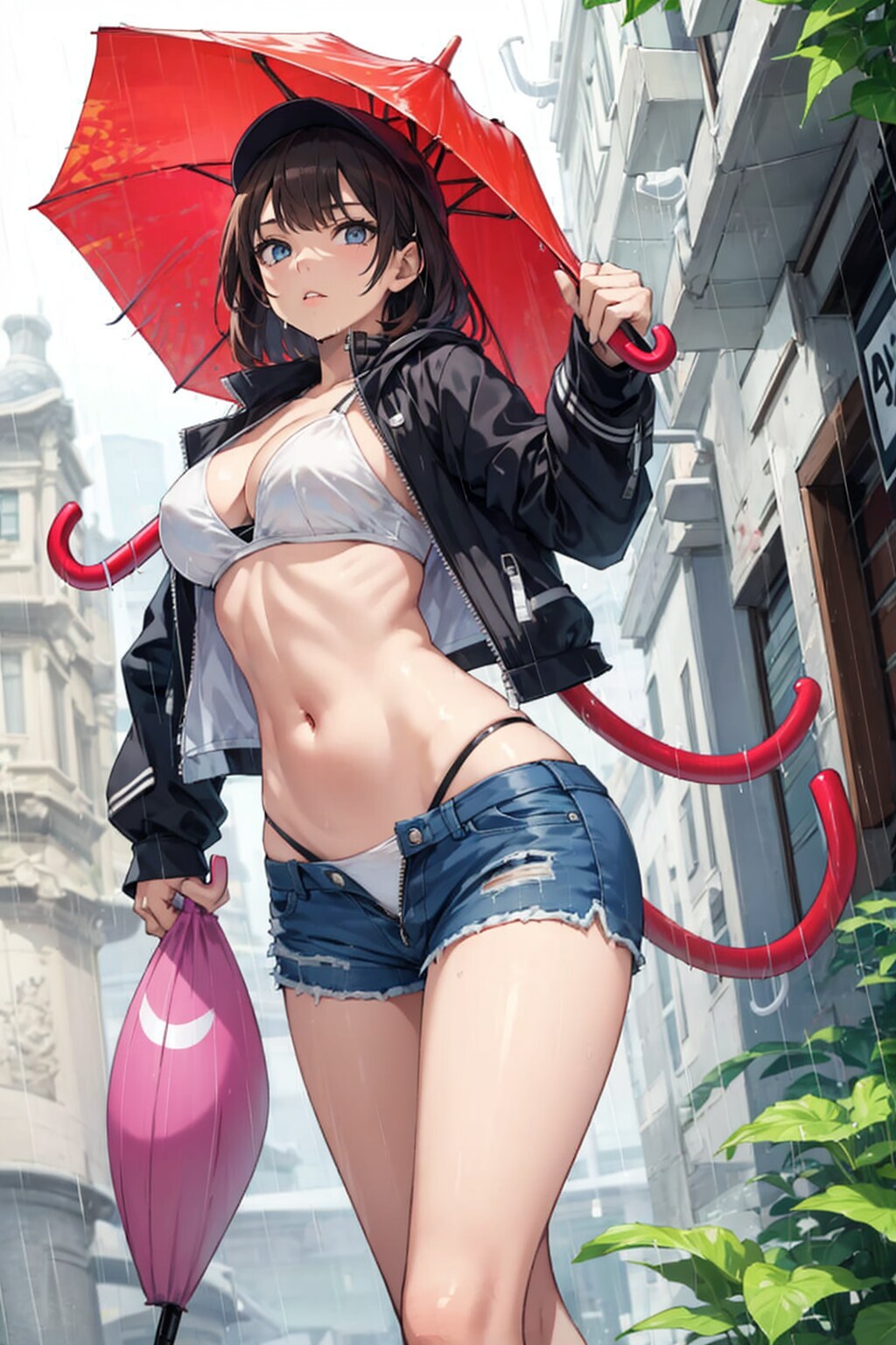傘の取っ手と尾っぽ