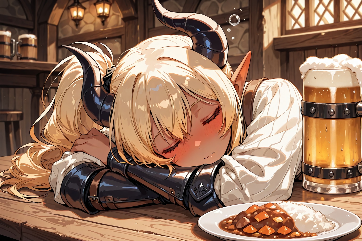 酔いつぶれたサキュバス剣士さん | の人気AIイラスト・グラビア