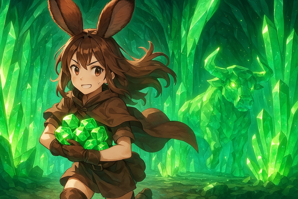 魔法の鉱石の洞窟と兎冒険者ちゃん