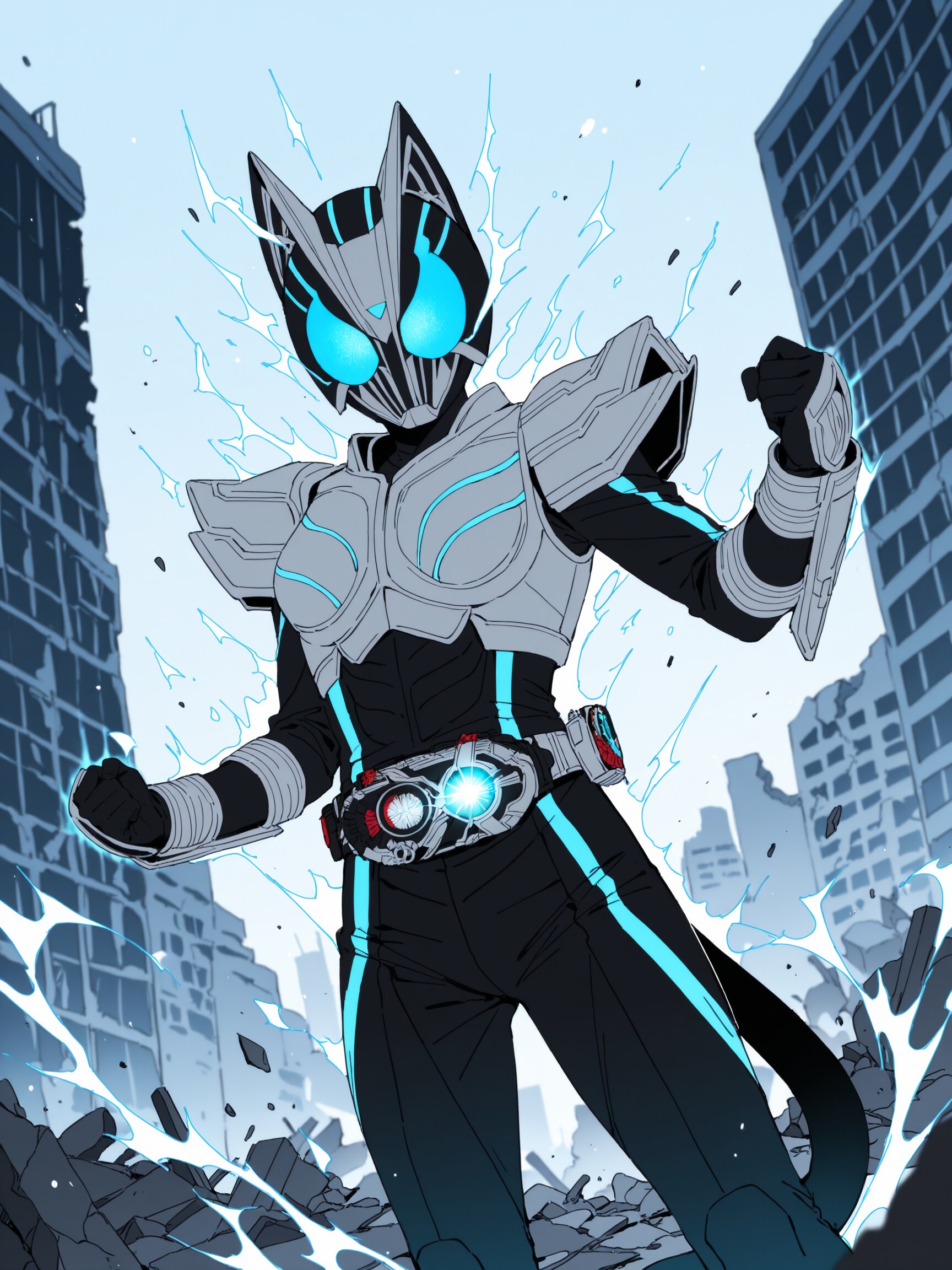 仮面ライダータイプのケモミミパワードスーツ