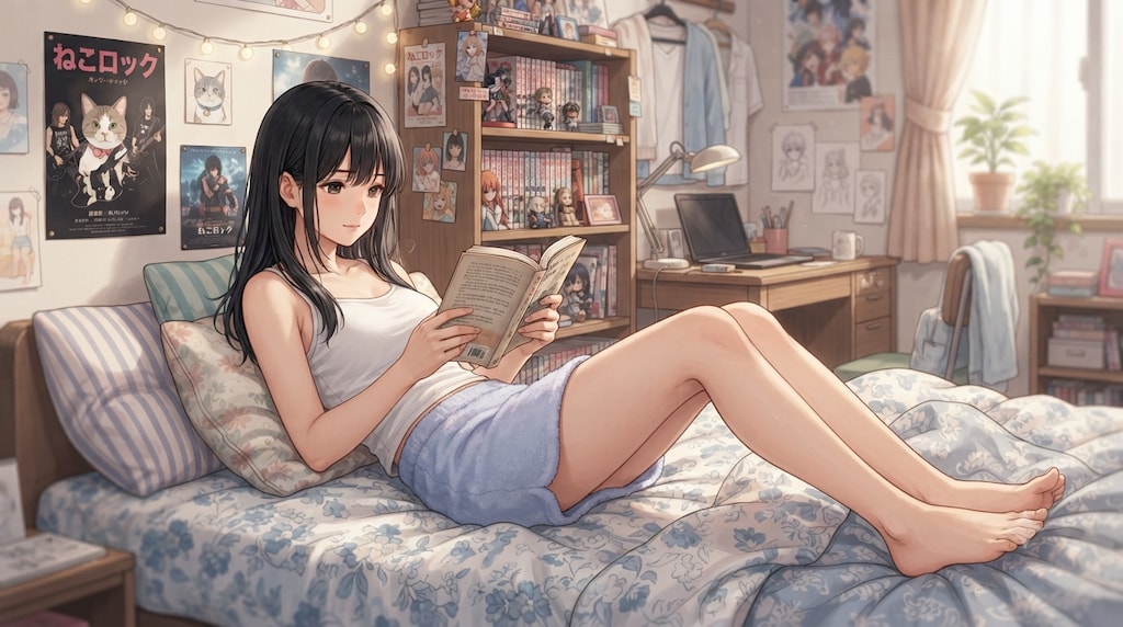 ごろごろする少女