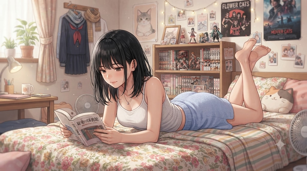 ごろごろする少女