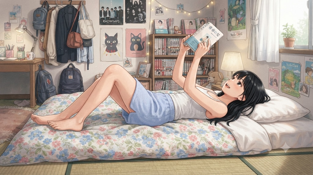 ごろごろする少女