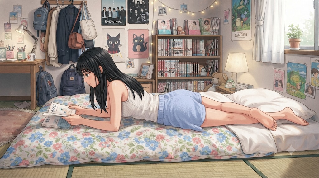 ごろごろする少女