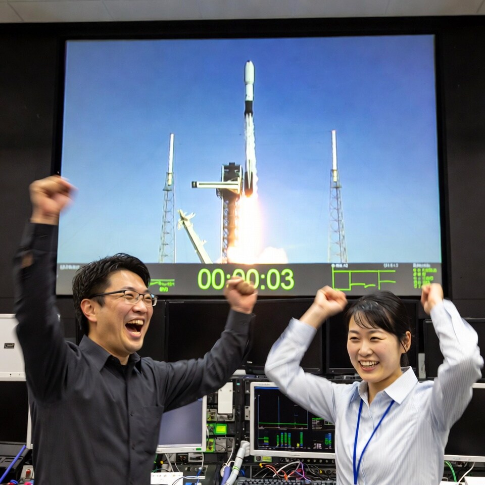 ロケット打ち上げ成功の瞬間