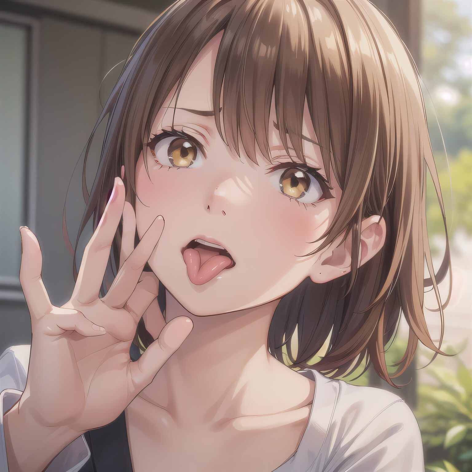 茶髪ボブの舌出し少女９ | の人気AIイラスト・グラビア